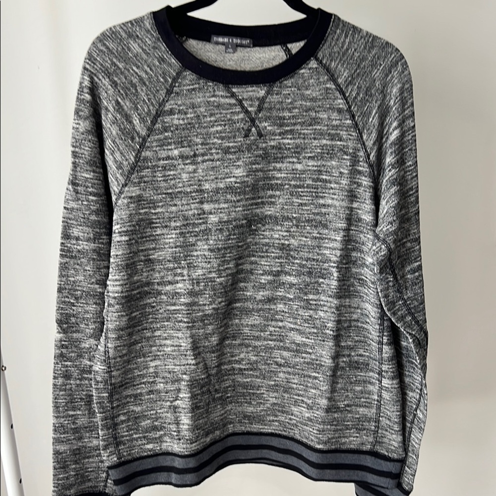 Threads 4 Thought Gray Crewneck Sweater with Black Trim